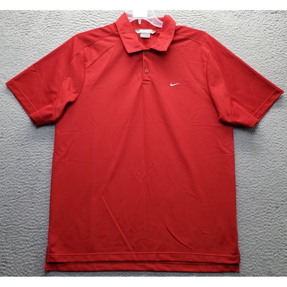 Nike Tiger Golf Polo Shirt Mens XL Red Short Sleeve Dri-FIT Performance Popover